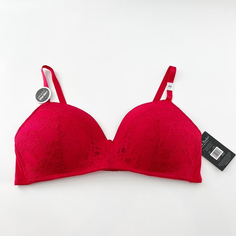 Delta Burke Red Wire free lightly lined comfort Lace T-Shirt Bra Size 40D NWT